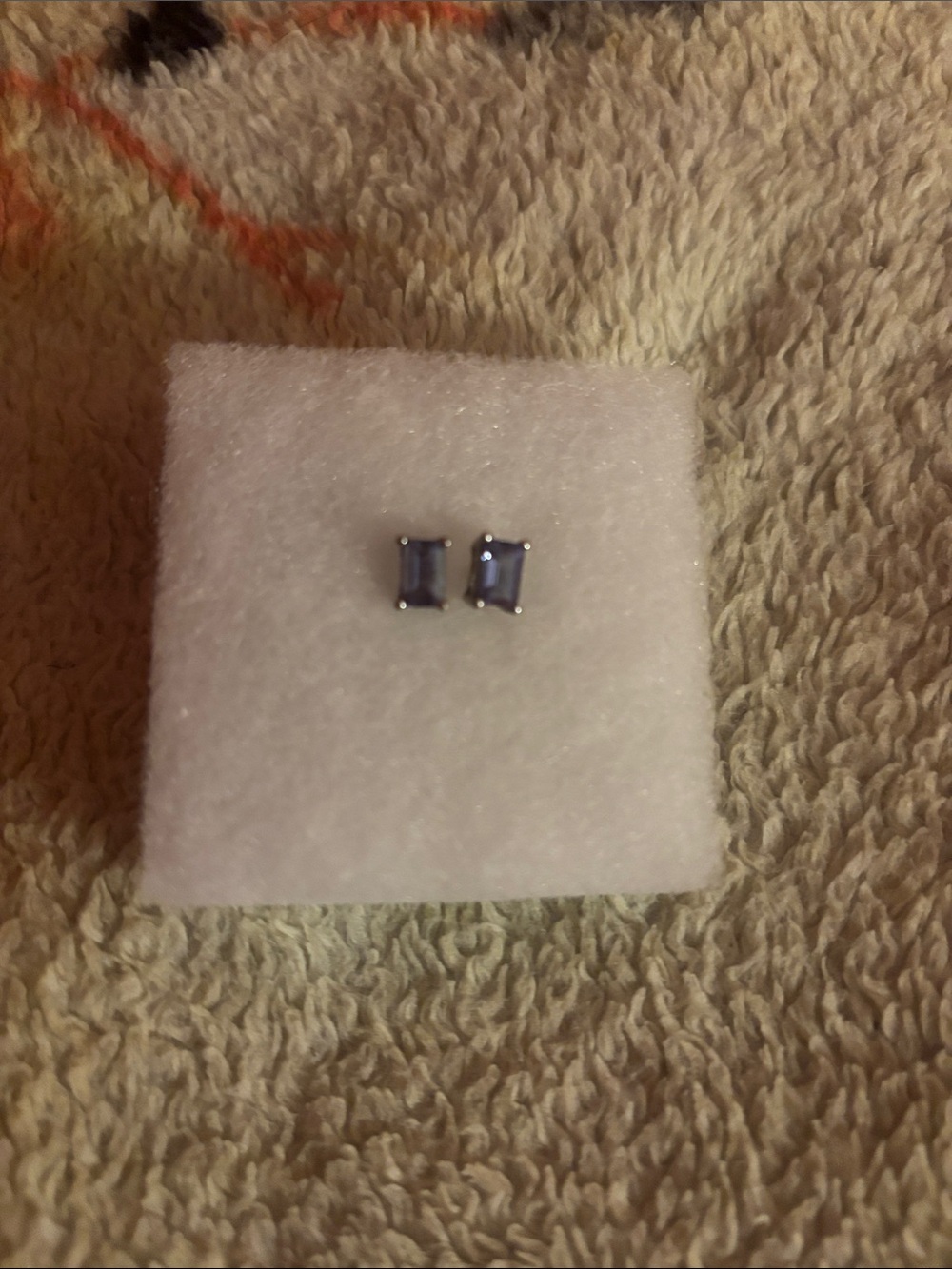 Sterling Silver Blue Tanzanite Emerald cut Stud Earrings